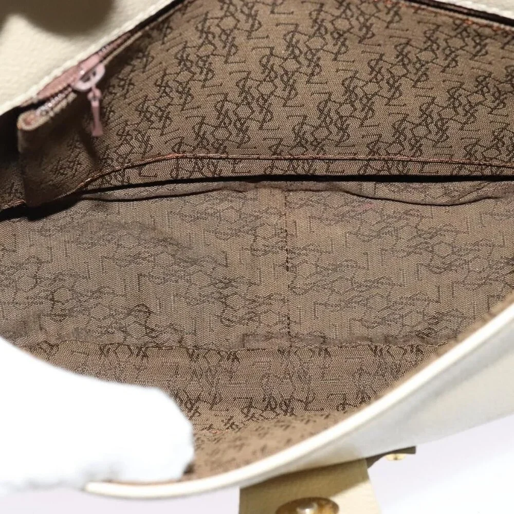 Authentic SAINT LAURENT Shoulder Bag Leather Beige Gold - Picture 4 of 16